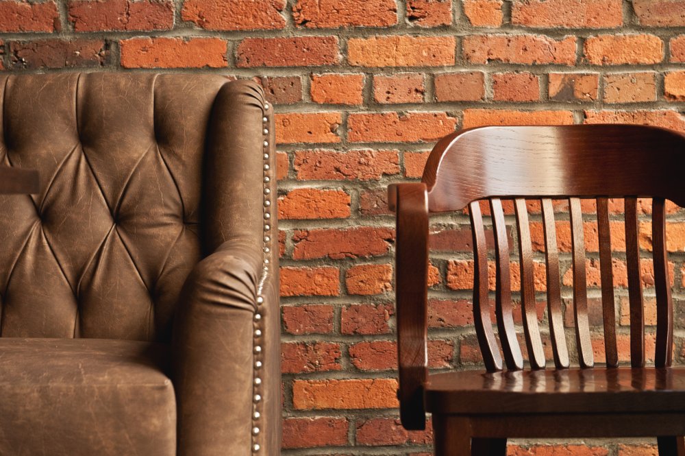 Seating with brick wall